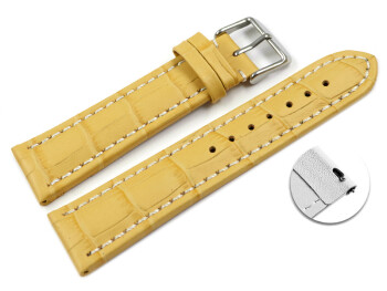 Bracelet montre à dégagement rapide cuir de veau grain croco jaune surpiqué 18mm 20mm 22mm 24mm