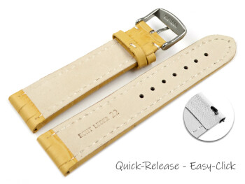 Bracelet montre à dégagement rapide cuir de veau grain croco jaune surpiqué 18mm 20mm 22mm 24mm