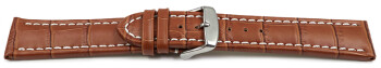 Bracelet montre à dégagement rapides cuir de veau grain croco marron clair surpiqué 18mm 20mm 22mm 24mm 26mm 28mm