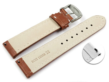 Bracelet montre à dégagement rapides cuir de veau grain croco marron clair surpiqué 18mm 20mm 22mm 24mm 26mm 28mm