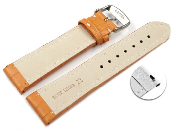 Bracelet montre à dégagement rapide cuir de veau grain croco -orange surpiqué 18mm 20mm 22mm 24mm 26mm 28mm
