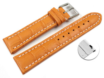 Bracelet montre à dégagement rapide cuir de veau grain croco -orange surpiqué 18mm 20mm 22mm 24mm