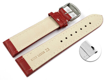 Bracelet montre à dégagement rapide cuir de veau grain croco rouge 18mm 20mm 22mm 24mm 26mm 28mm