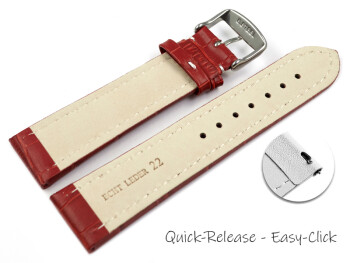 Bracelet montre à dégagement rapide cuir de veau grain croco rouge 18mm 20mm 22mm 24mm