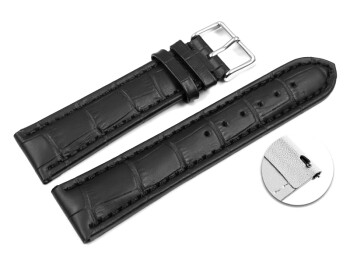 Bracelet montre à dégagement rapide cuir de veau grain croco noir 18mm 20mm 22mm 24mm