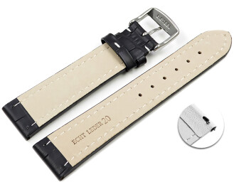 Bracelet montre à dégagement rapide cuir de veau grain croco noir surpiqué 18mm 20mm 22mm 24mm 26mm 28mm