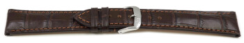 Bracelet montre à dégagement rapide en cuir de veau grain croco fait main marron foncé mat 17mm 19mm 21mm 23mm