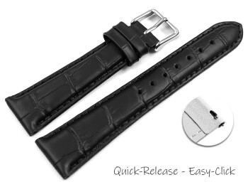 Bracelet montre à dégagement rapide grain croco noir 17mm 19mm 20mm 21mm 22mm 23mm