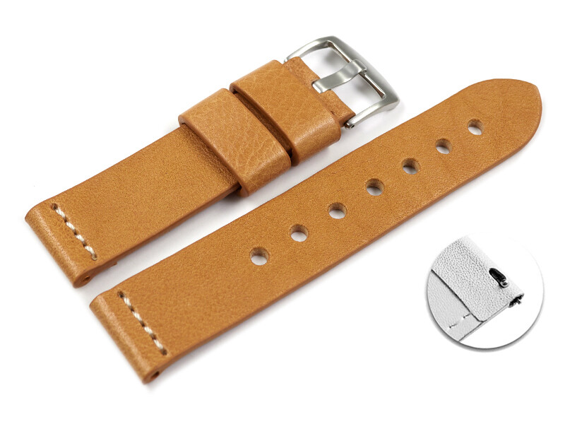Bracelet Montre Cuir Veau Lisse Marron XL à Dégagement Rapide - Watchband Berlin - Remplacement Facile