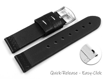 Bracelet montre à dégagement rapide haut de gamme cuir de veau noir XL 18mm 20mm 22mm 24mm
