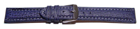 Bracelet montre à dégagement rapide requin véritable bleu foncé surpiqué 18mm 20mm 22mm 24mm
