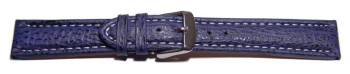 Bracelet montre à dégagement rapide requin véritable bleu foncé surpiqué 18mm 20mm 22mm 24mm