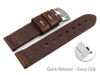 Bracelet montre à dégagement rapide haut de gamme cuir de veau marron foncé 18mm 20mm 22mm 24mm