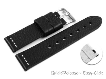 Bracelet montre à dégagement rapide haut de gamme cuir de veau noir 18mm 20mm 22mm 24mm