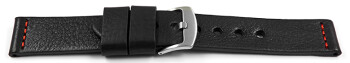 Bracelet montre à dégagement rapide haut de gamme cuir de veau noir couture rouge 18mm 20mm 22mm 24mm