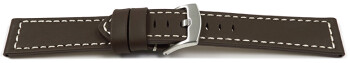 Bracelet montre à dégagement rapide cuir à boucle ardillon large marron foncé 18mm 20mm 22mm 24mm
