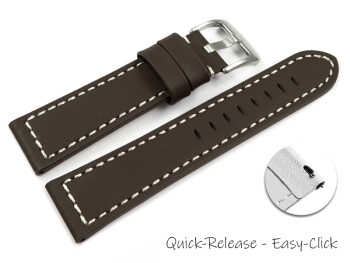 Bracelet montre à dégagement rapide cuir à boucle ardillon large marron foncé 18mm 20mm 22mm 24mm