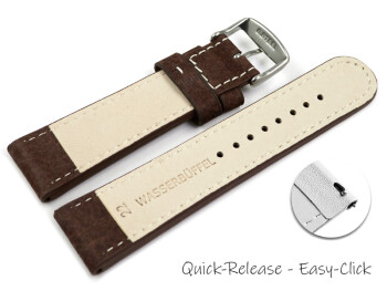 Bracelet montre à dégagement rapide buffle deau-à rivets-marron foncé surpiqué 20mm 22mm 24mm