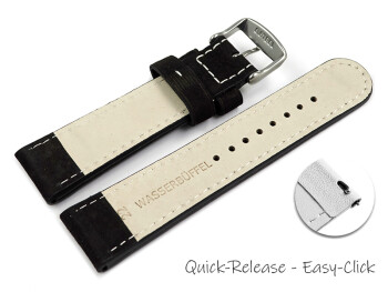 Bracelet montre à dégagement rapide buffle deau à rivets noir 20mm 22mm 24mm