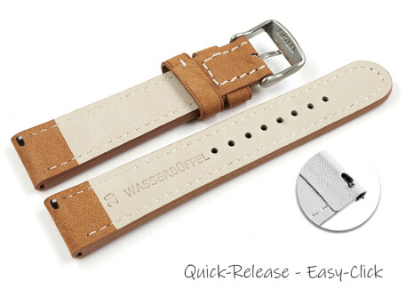 XL Bracelet montre à dégagement rapide buffle deau à rivets brun foncé 18mm 20mm 22mm 24mm