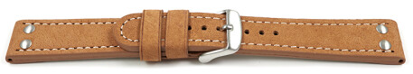 XL Bracelet montre à dégagement rapide buffle deau à rivets brun clair 18mm 20mm 22mm 24mm