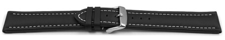 XL Bracelet montre à dégagement rapide cuir de veau lisse noir 18mm 20mm 22mm 24mm 26mm