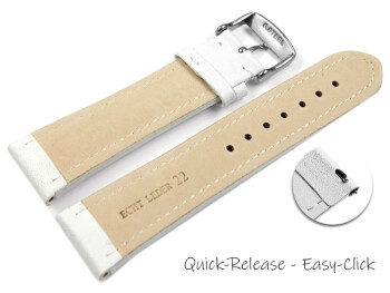 Bracelet montre à dégagement rapide cuir de veau lisse blanc XL 18mm 20mm 22mm 24mm 26mm