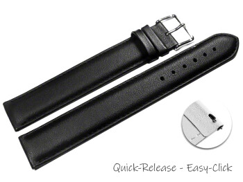 Bracelet montre à dégagement rapide cuir de veau lisse noir EXTRA LONG XXL 18mm 20mm