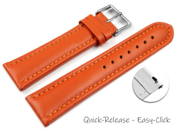Bracelet montre à dégagement rapide cuir lisse orange couture orange 18mm 20mm 22mm 24mm
