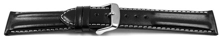 Bracelet montre à dégagement rapide cuir lisse rembourrage double noir surpiqué 18mm 20mm 22mm 24mm
