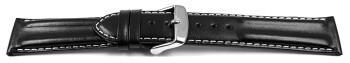 Bracelet montre à dégagement rapide cuir lisse rembourrage double noir surpiqué 18mm 20mm 22mm 24mm