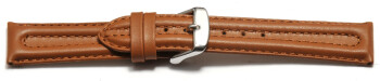 Bracelet montre à dégagement rapide cuir lisse rembourrage double marron clair 18mm 20mm 22mm