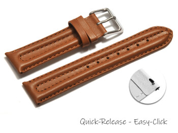 Bracelet montre à dégagement rapide cuir lisse rembourrage double marron clair 18mm 20mm 22mm