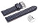 Bracelet montre à dégagement rapide cuir lisse rembourrage double bleu foncé 18mm 20mm 22mm