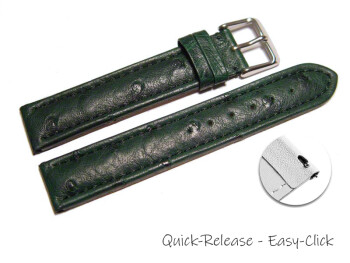 Bracelet montre à dégagement rapide Autruche véritable vert foncé 18mm 20mm 22mm 24mm