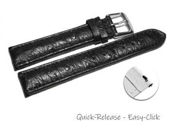 Bracelet-montre Autruche véritable noir 18mm 20mm...