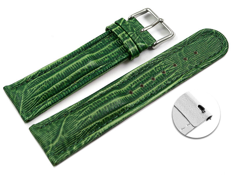 Bracelet Montre Cuir Veau Vert - Dégagement Rapide, Qualité Supérieure, Souple, Taille M