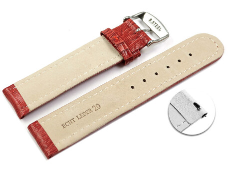 Bracelet De Montre En Cuir De Veau Rouge - Dégraffage Rapide - Marque Watchband Berlin - Taille M