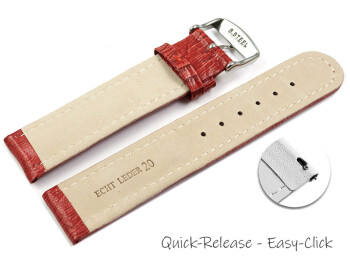 Bracelet montre à dégagement rapide cuir de veau véritable téju rouge 18mm 20mm 22mm 24mm