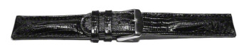 Bracelet montre à dégagement rapide cuir de veau véritable téju noir 18mm 20mm 22mm 24mm