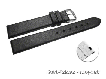 Bracelet montre à dégagement rapide cuir lisse de veau noir XXL 12-20mm