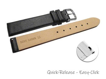 Bracelet montre à dégagement rapide cuir lisse de veau noir XXL 12-20mm