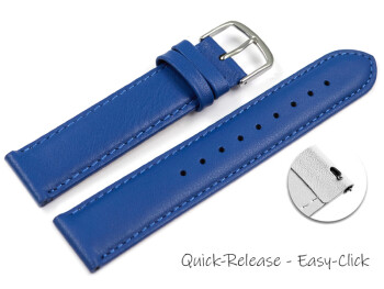Bracelet montre à dégagement rapide cuir veau de qualité supérieur souple bleu 12-26 mm
