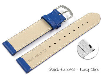Bracelet montre à dégagement rapide cuir veau de qualité supérieur souple bleu 12-26 mm