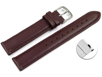 Bracelet montre à dégagement rapide cuir veau de qualité supérieur souple bordeaux 12-26 mm