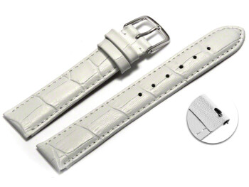 Bracelet montre à dégagement rapide cuir de veau grain croco blanc