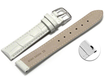 Bracelet montre à dégagement rapide cuir de veau grain croco blanc