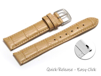 Bracelet montre à dégagement rapide cuir de veau grain croco sable