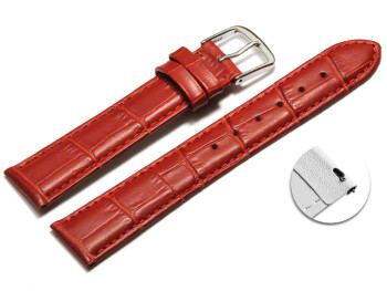 Bracelet montre à dégagement rapide cuir de veau grain croco rouge