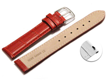 Bracelet montre à dégagement rapide cuir de veau grain croco rouge